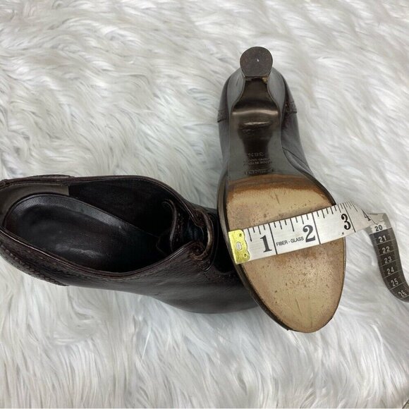 Fendi Women's Brown Leather Oxford Open Toe Platform Designer Ankle Boot EU 36.5 - Picture 15 of 16